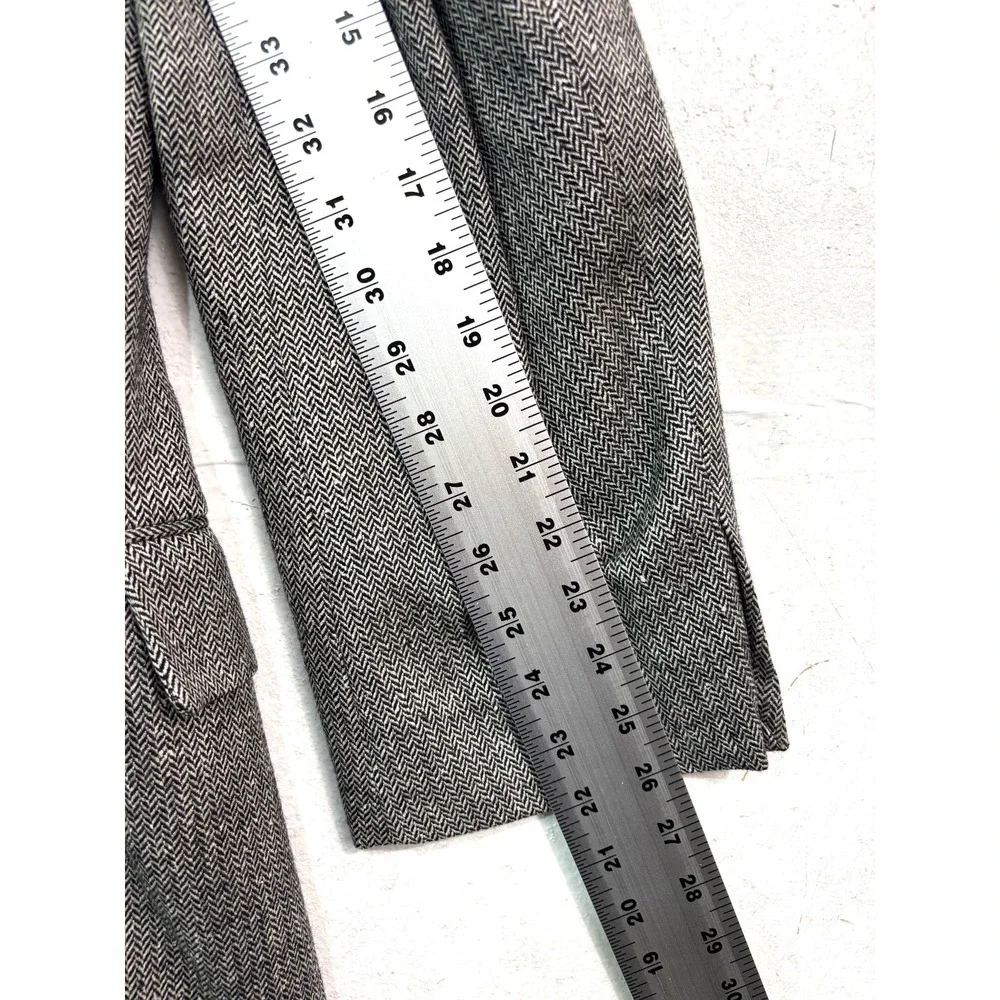 vtg Tom James 48L Herringbone Double Breasted Blazer‎ Jacket Sport Coat USA
